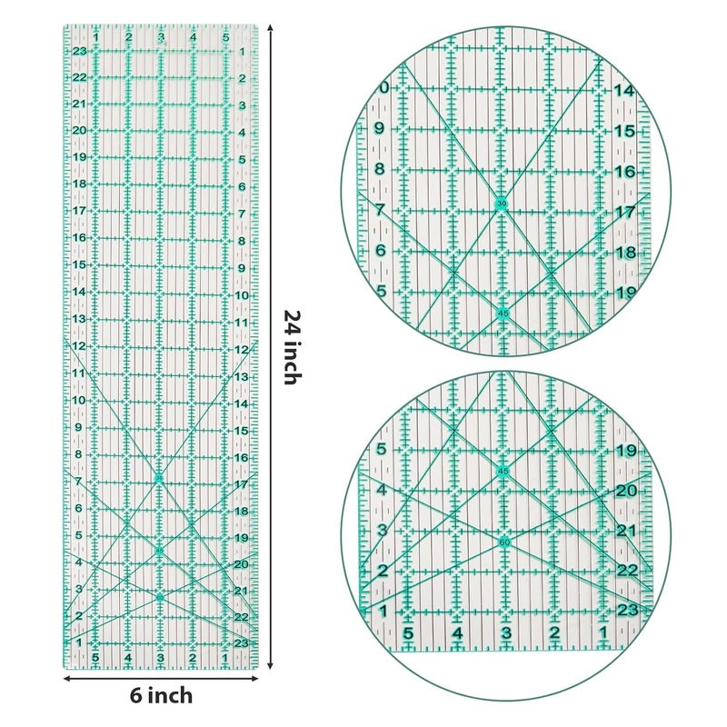 MANUFORE Quilting Ruler 6” x 24” Sewing Acrylic Ruler Anti-Slip Metric Ruler DIY Quilting Tools with Clear Printed Lines for Precise Cutting - Image 3